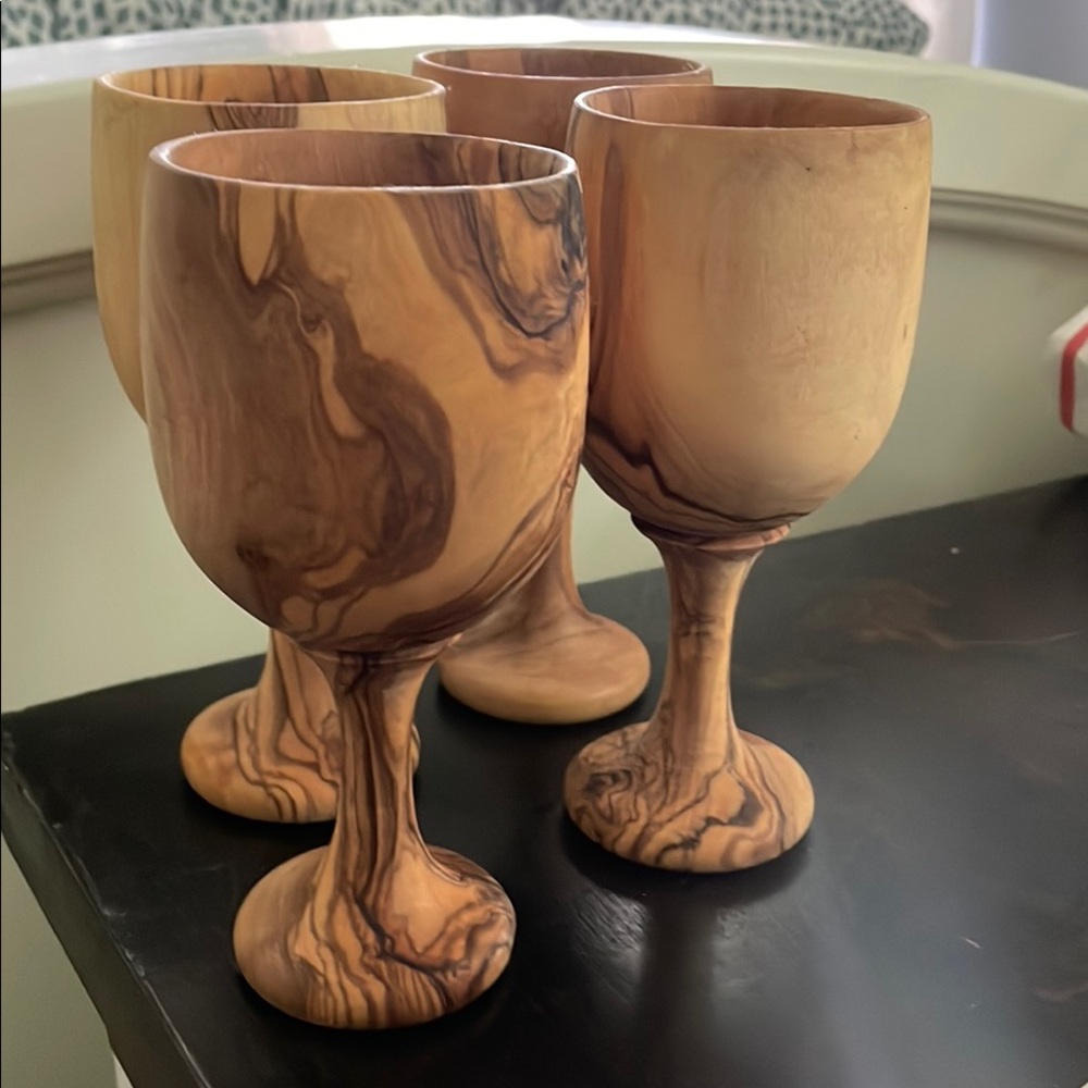 Natural Wood Grain Goblet Set